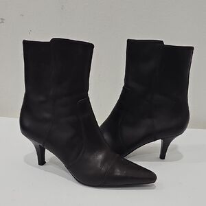 Worthington Brown Ankle Leather Heeled Boots Dressy Size 9
